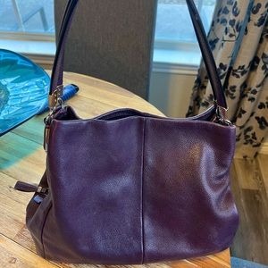 Coach deep purple handbag and matching wallet